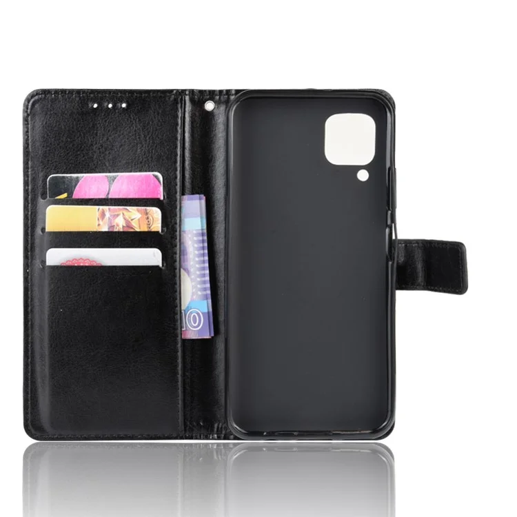Crazy Horse Leather Wallet Case for Huawei P40 lite/nova 7i/nova 6 SE - Black