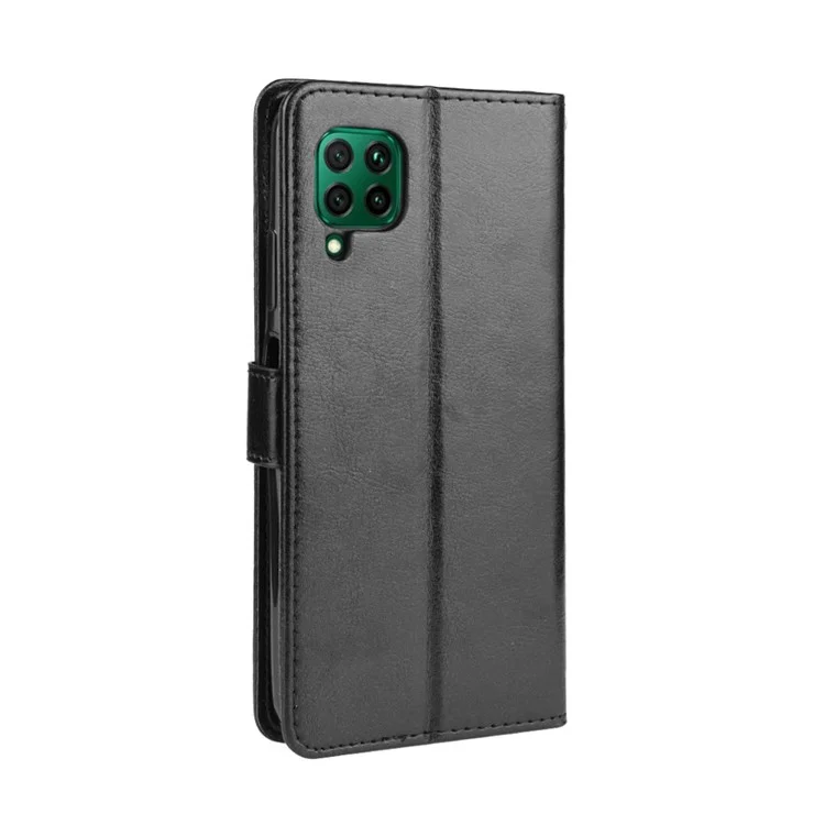Crazy Horse Leather Wallet Case for Huawei P40 lite/nova 7i/nova 6 SE - Black