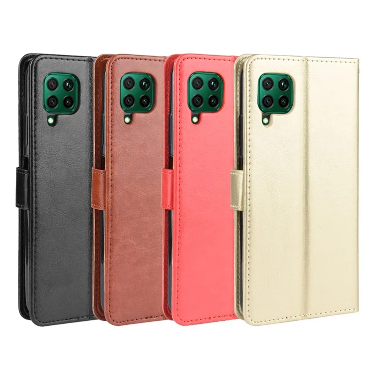 Crazy Horse Leather Wallet Case for Huawei P40 lite/nova 7i/nova 6 SE - Black