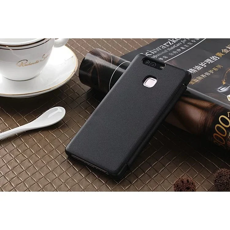 Ultra Slim Leather Flip Case for Huawei P9 - Black