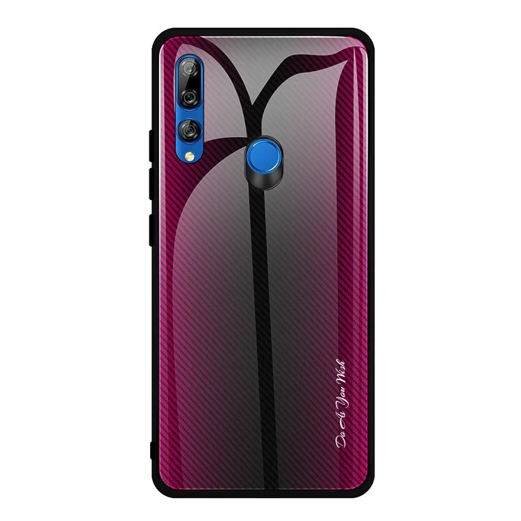 Gradient PC + Temperiertes Glas Rücken + Weiche TPU-Rand-Hülle Für Huawei Y9 Prime 2019 - Rose