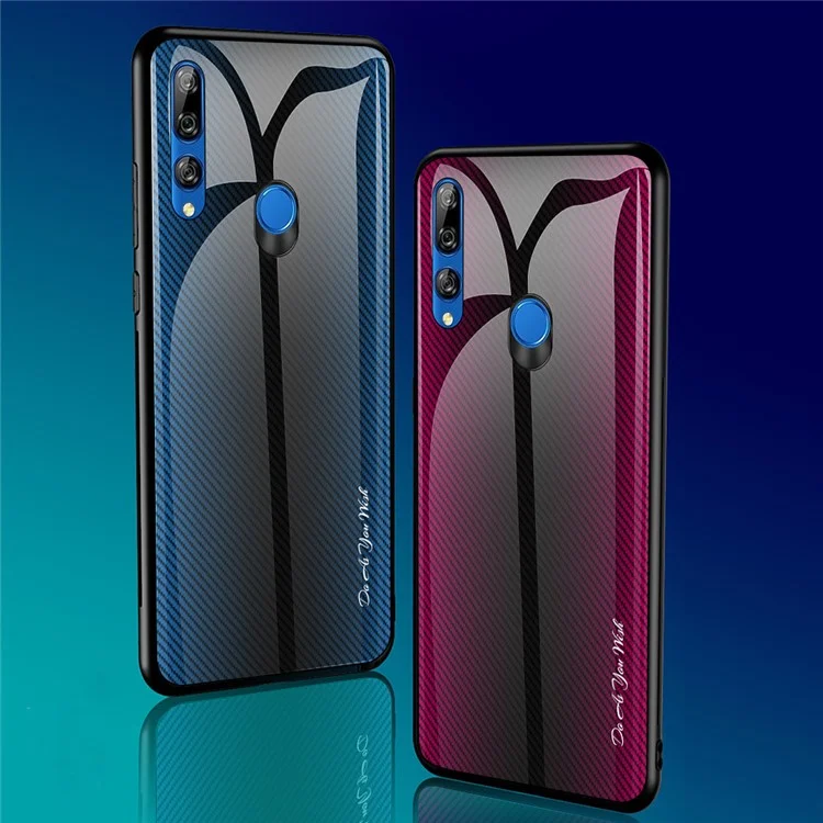 Gradiente PC + Vidro Temperado Voltar + Soft Tpu Borda Caso Para Huawei Y9 Prime 2019 - Rosa