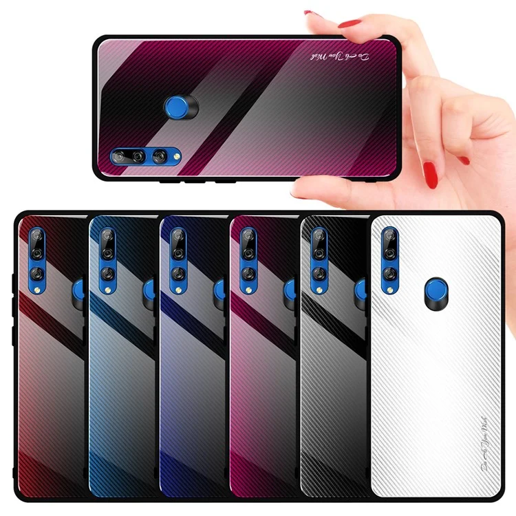 Gradiente PC + Vidro Temperado Voltar + Soft Tpu Borda Caso Para Huawei Y9 Prime 2019 - Rosa