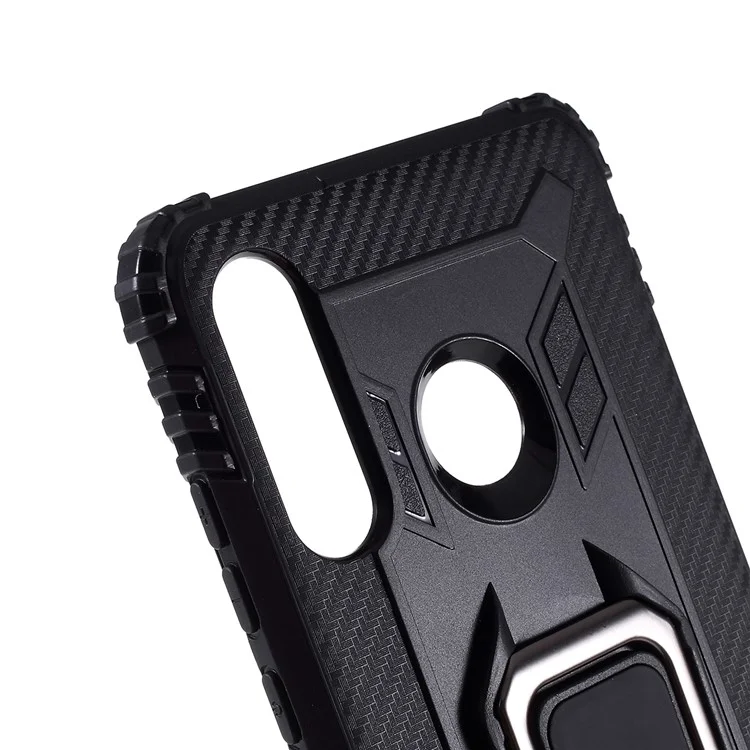 Finger Ring Kickstand TPU Phone Cover [Built-in Magnetic Metal Sheet] for Huawei P30 Lite - Black