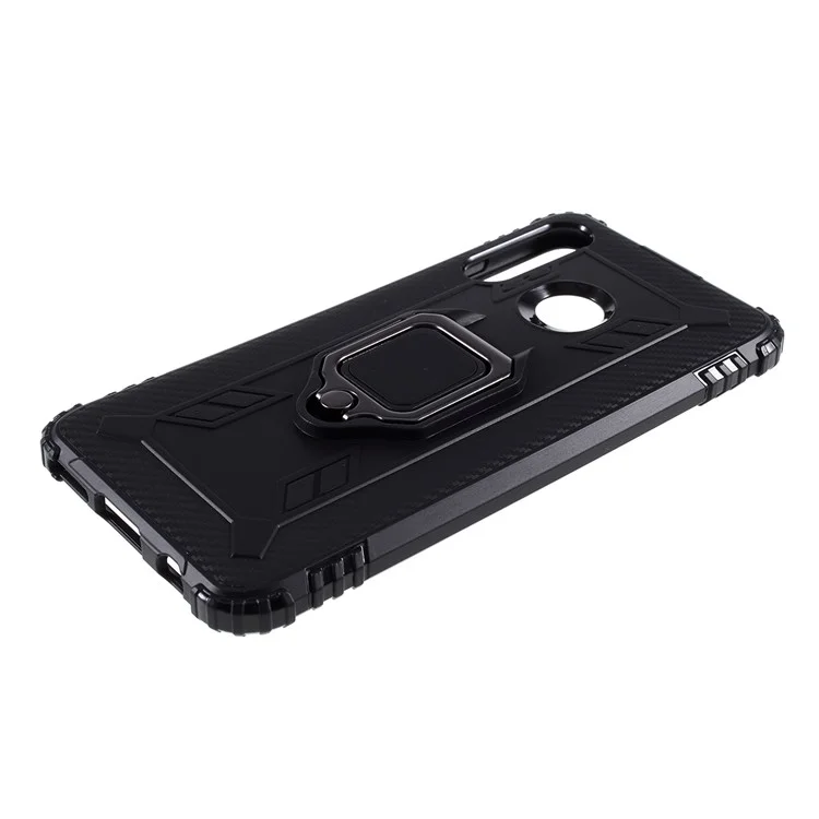Finger Ring Kickstand TPU Phone Cover [Built-in Magnetic Metal Sheet] for Huawei P30 Lite - Black