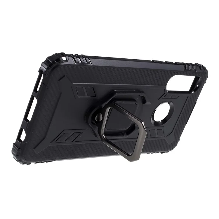 Finger Ring Kickstand TPU Phone Cover [Built-in Magnetic Metal Sheet] for Huawei P30 Lite - Black
