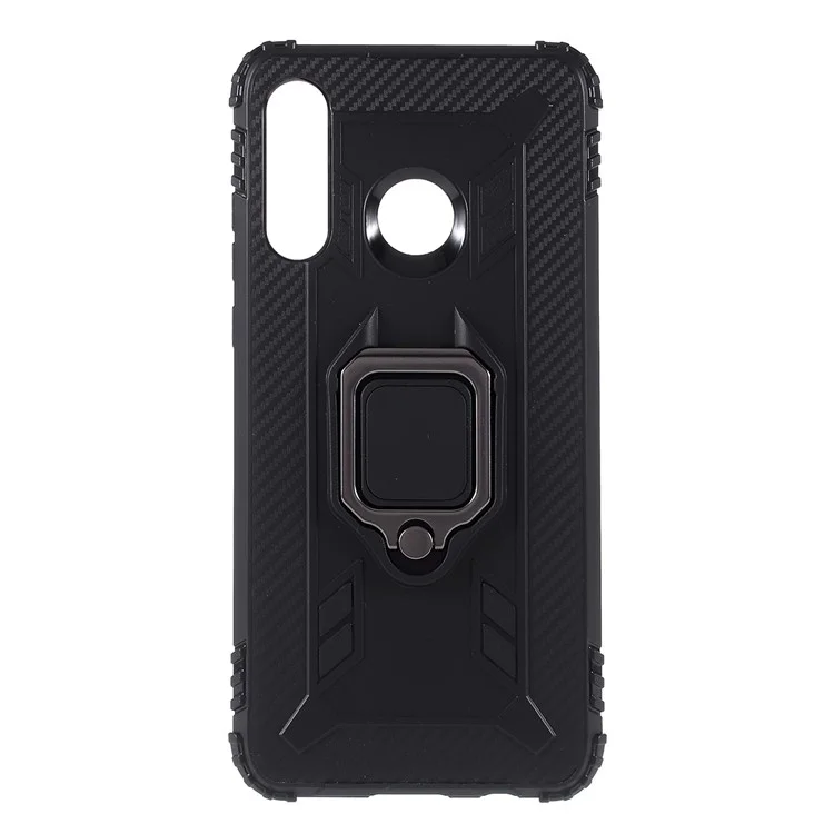 Finger Ring Kickstand TPU Phone Cover [Built-in Magnetic Metal Sheet] for Huawei P30 Lite - Black