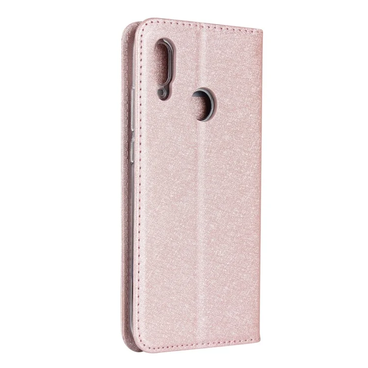 Silk Texture Wallet Stand Phone Leather Covering Shell for Huawei P Smart (2019)/Nova Lite 3 - Rose Gold