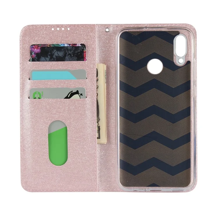 Silk Texture Wallet Stand Phone Leather Covering Shell for Huawei P Smart (2019)/Nova Lite 3 - Rose Gold