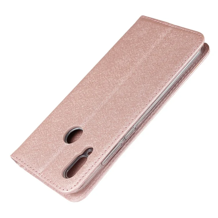 Silk Texture Wallet Stand Phone Leather Covering Shell for Huawei P Smart (2019)/Nova Lite 3 - Rose Gold