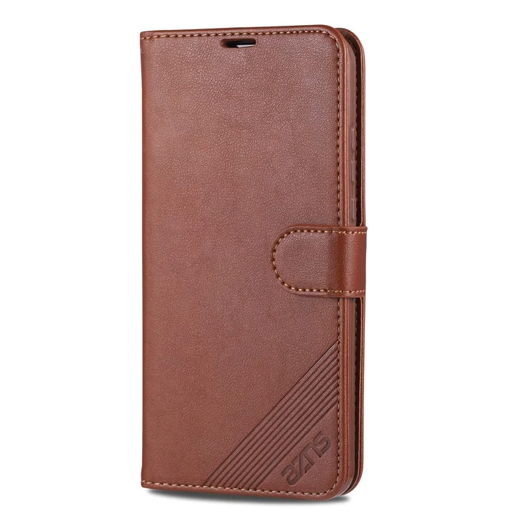 AZNS Leather Wallet Case with Stand for Huawei Enjoy 10s/Honor 20 Lite - Brown