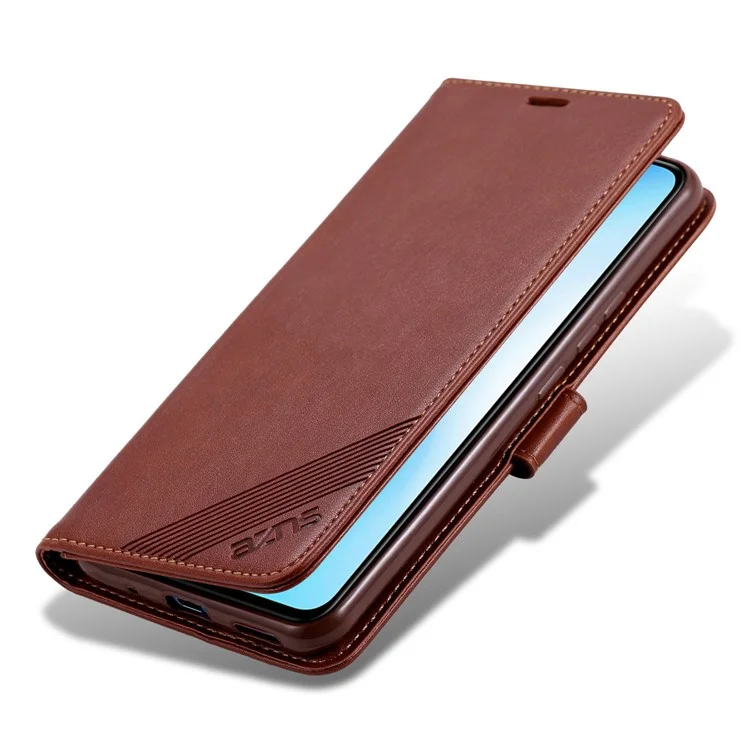 AZNS Leather Wallet Case with Stand for Huawei Enjoy 10s/Honor 20 Lite - Brown