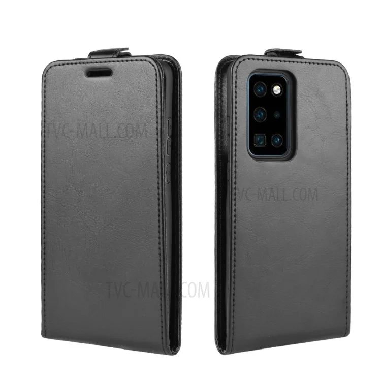 Crazy Horse Vertical Leather Case with Card Slot Protective Cover for Huawei P40 Pro - Black