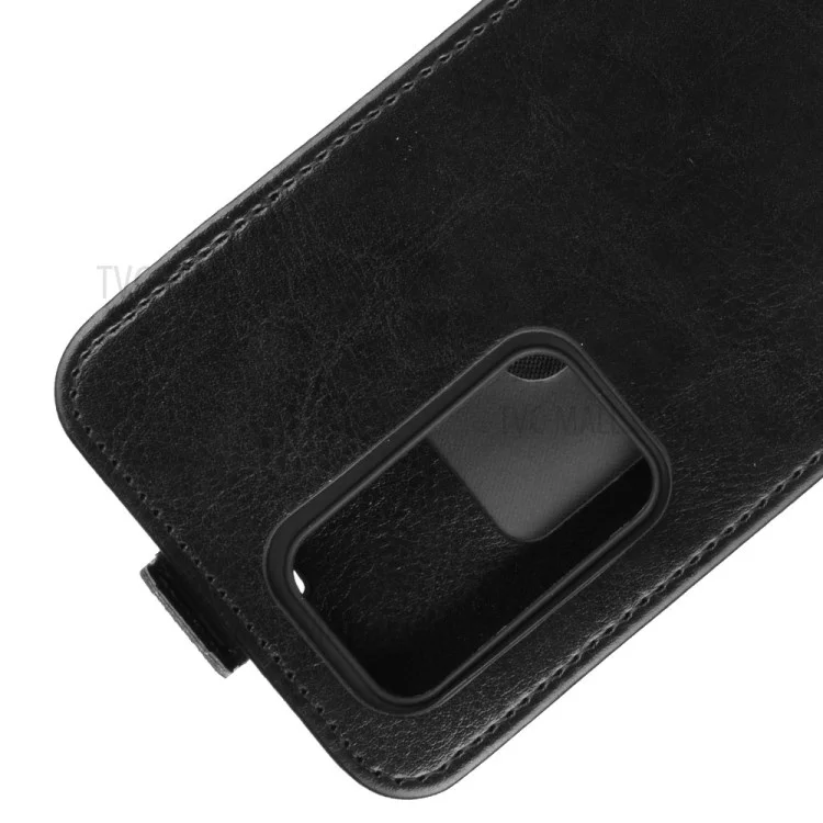 Crazy Horse Vertical Leather Case with Card Slot Protective Cover for Huawei P40 Pro - Black