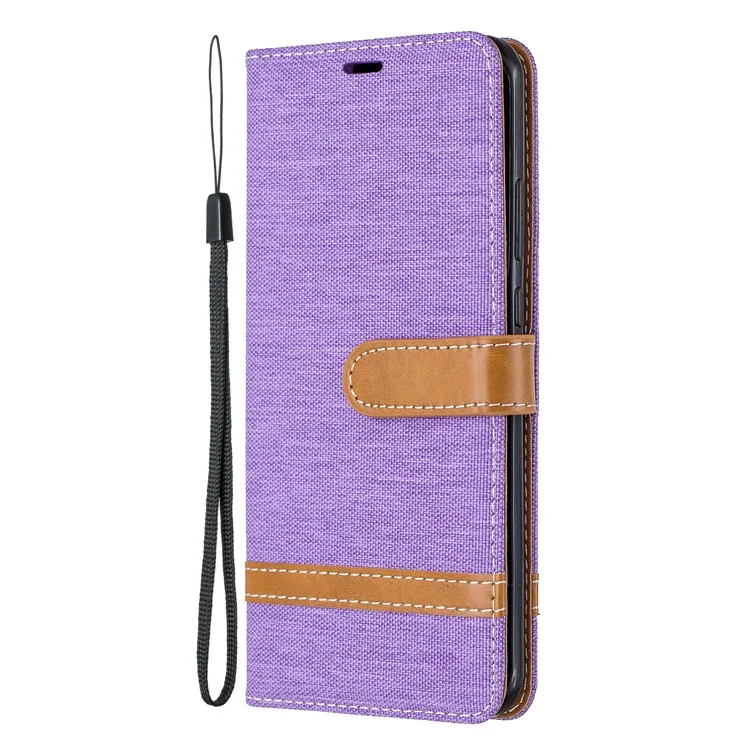 Assorted Color Jeans Cloth Leather Wallet Case for Huawei P40 Pro - Purple