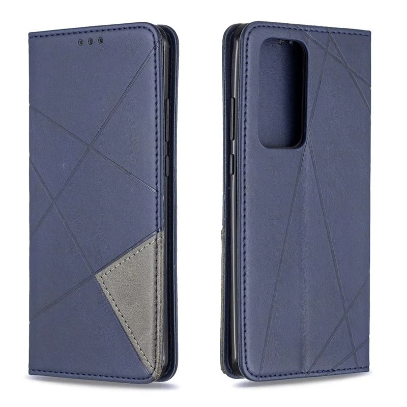 Geometric Pattern Stand Leather Card Holder Case for Huawei P40 Pro - Blue