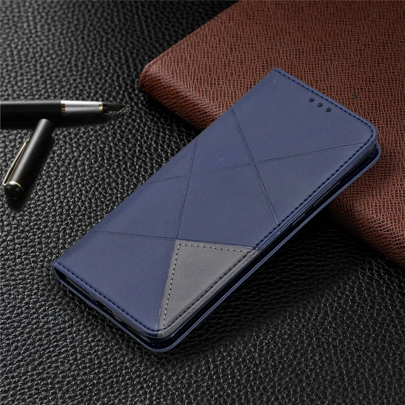 Geometric Pattern Stand Leather Card Holder Case for Huawei P40 Pro - Blue