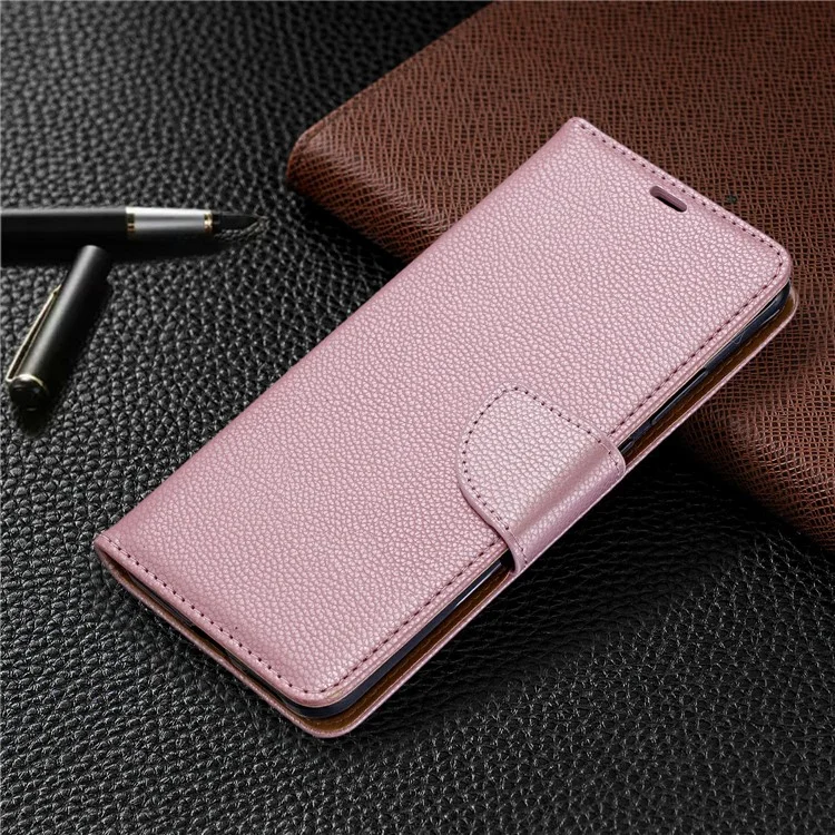 Litchi Skin Wallet Stand Case Для Huawei P40 Pro - Розовое Золото