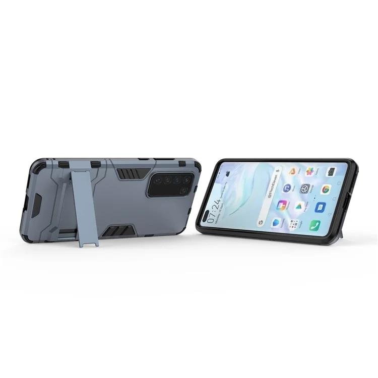 Plastique 2-en-1 + Coquille de Téléphone TPU Avec Couvercle de la Kickstand Pour Huawei P40 - Bleu Foncé