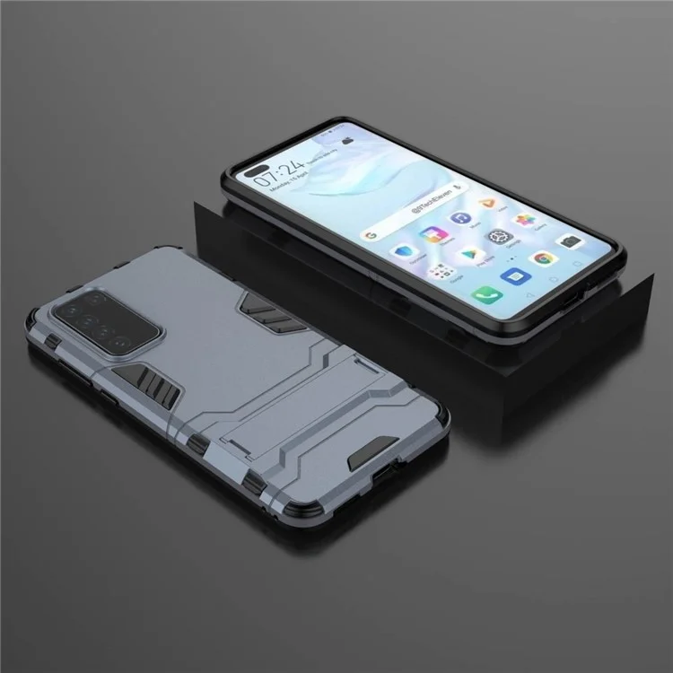 Plastique 2-en-1 + Coquille de Téléphone TPU Avec Couvercle de la Kickstand Pour Huawei P40 - Bleu Foncé