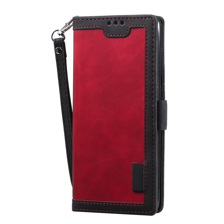 Stylish Retro Splicing Leather Shell for Huawei P40 Pro - Red