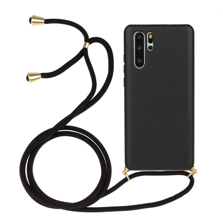 Wheat Straw TPU Phone Case with Hand Strap Huawei P30 Pro - Black