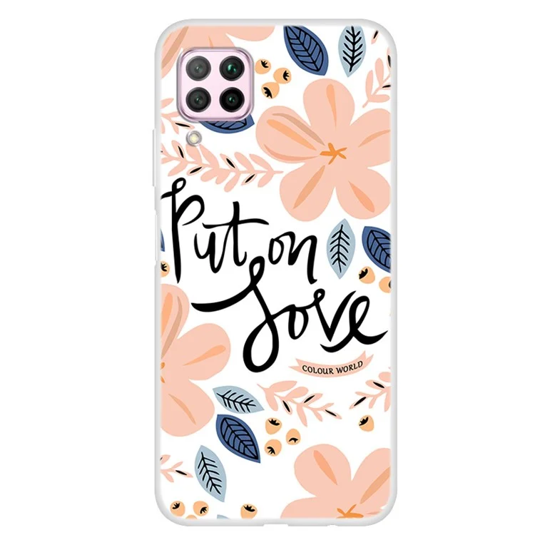 Impression de Modèle TPU Shell Téléphone Couverture Pour Huawei P40 Lite / Nova 7i / Nova 6 SE - Motif de Fleurs