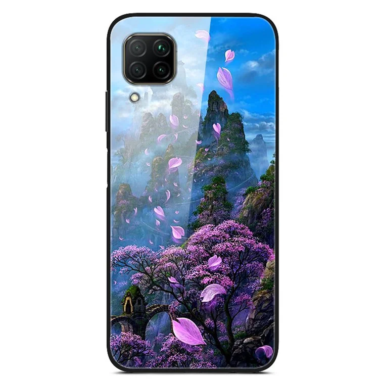 Pattern Printing Glass + PC + TPU Combo Back Case for Huawei Nova 6 SE/7i/P40 Lite - Flower Mountain