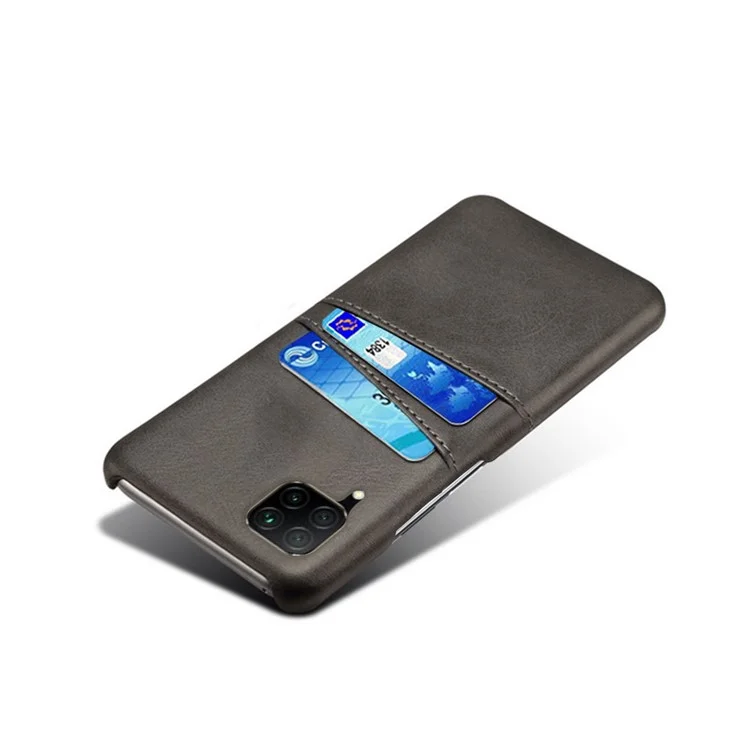KSQ PU Leather Coated PC Shell con doppio slot per schede per Huawei P40 lite/Nova 7i/Nova 6 SE - Nero