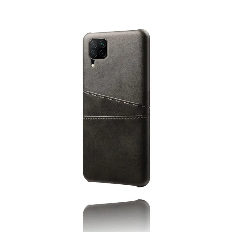 KSQ PU Leather Coated PC Shell with Double Card Slots for Huawei P40 lite/Nova 7i/Nova 6 SE - Black