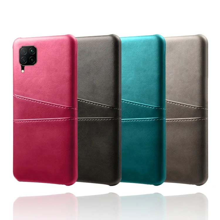 KSQ PU Leather Coated PC Shell con doppio slot per schede per Huawei P40 lite/Nova 7i/Nova 6 SE - Nero