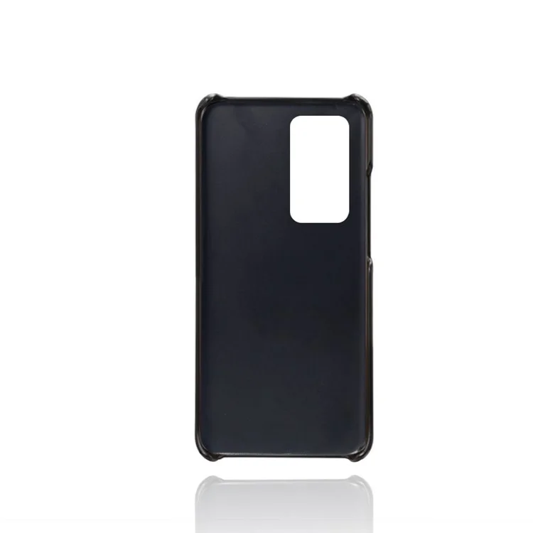 Avec double fente pour cartes Boîtier en PC enduit de cuir PU pour Huawei P40 Pro - Noir