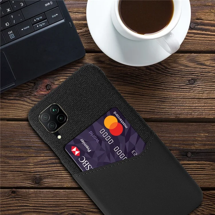 Custodia per cellulare in PC, pelle PU e panno per Huawei P40 lite/nova 6 SE/Nova 7i - Nero