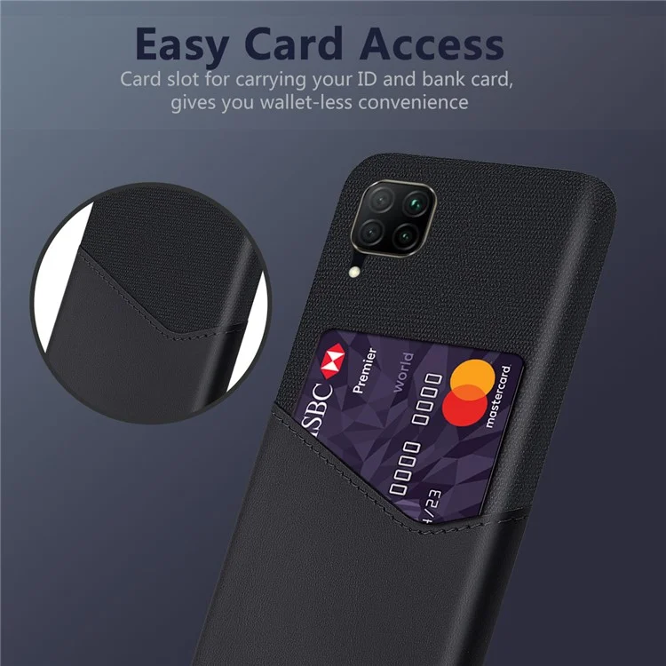 Card de Cartes Ksq Tissu de Slot PU le Cuir Enduit PC Portable de Téléphone Portable Pour Huawei P40 Lite / Nova 6 se / Nova 7i - le Noir