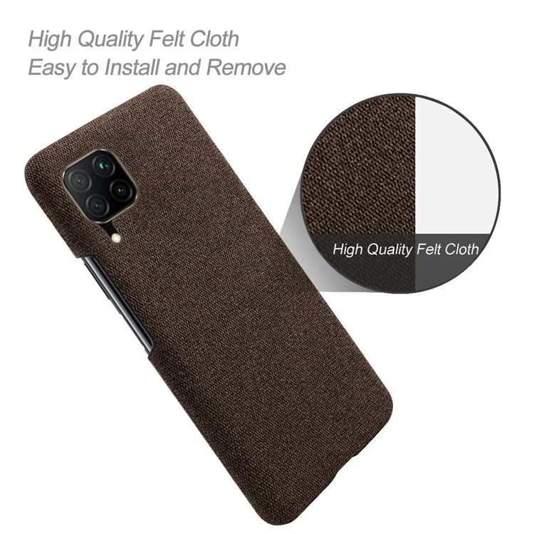 KSQ Cloth Coated Hard Plastic Phone Casing for Huawei P40 lite/nova 6 SE/Nova 7i - Coffee