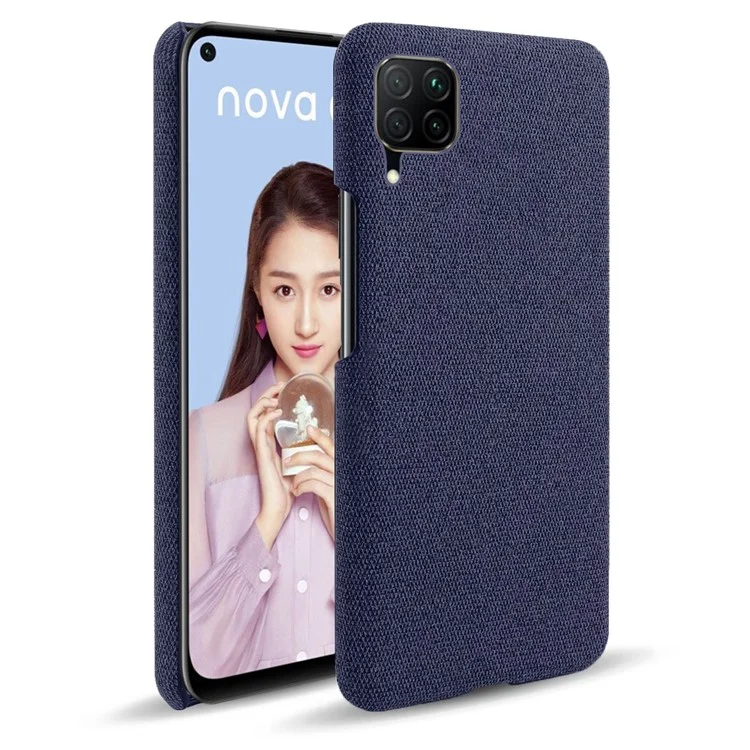 KSQ Cloth Coated Hard Plastic Phone Casing for Huawei P40 lite/nova 6 SE/Nova 7i - Blue