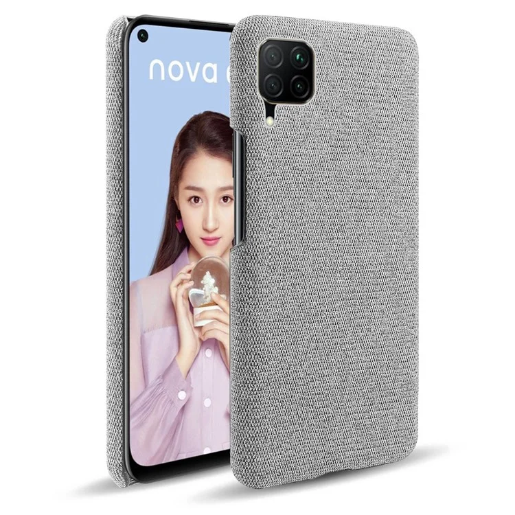 Capa de Telefone KSQ de Plástico Rígido Revestido de Tecido para Huawei P40 lite/nova 6 SE/Nova 7i - Cinza Claro
