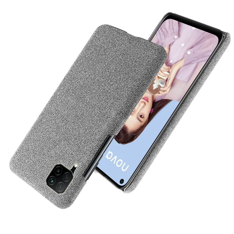 Capa de Telefone KSQ de Plástico Rígido Revestido de Tecido para Huawei P40 lite/nova 6 SE/Nova 7i - Cinza Claro