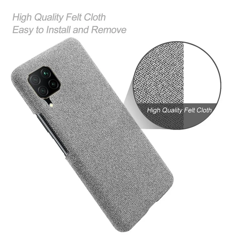 Capa de Telefone KSQ de Plástico Rígido Revestido de Tecido para Huawei P40 lite/nova 6 SE/Nova 7i - Cinza Claro