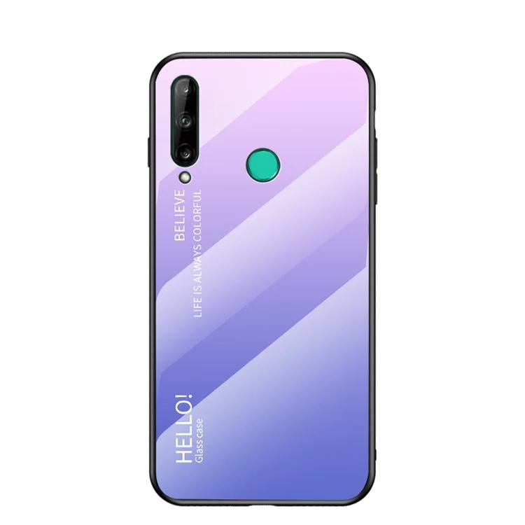 Vetro Temperato a Colore Gradiente + pc + Guscio Combinato TPU Per Huawei P40 Lite E/Y7P - Rosa/blu