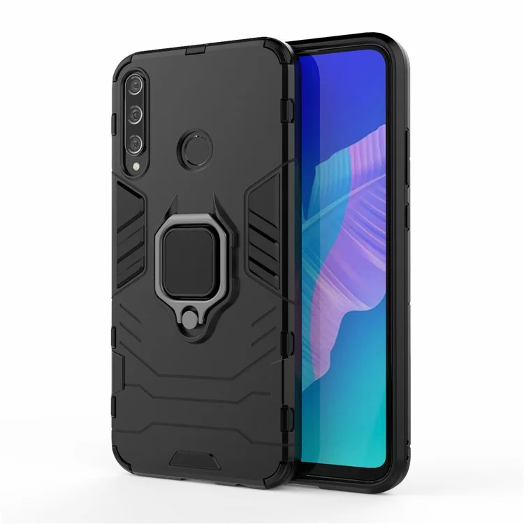 Держатель Кольца Kickstand PC + TPU Cover Для Сотового Телефона Для Huawei Y7p/p40 Lite E/Honor 9C - Черный