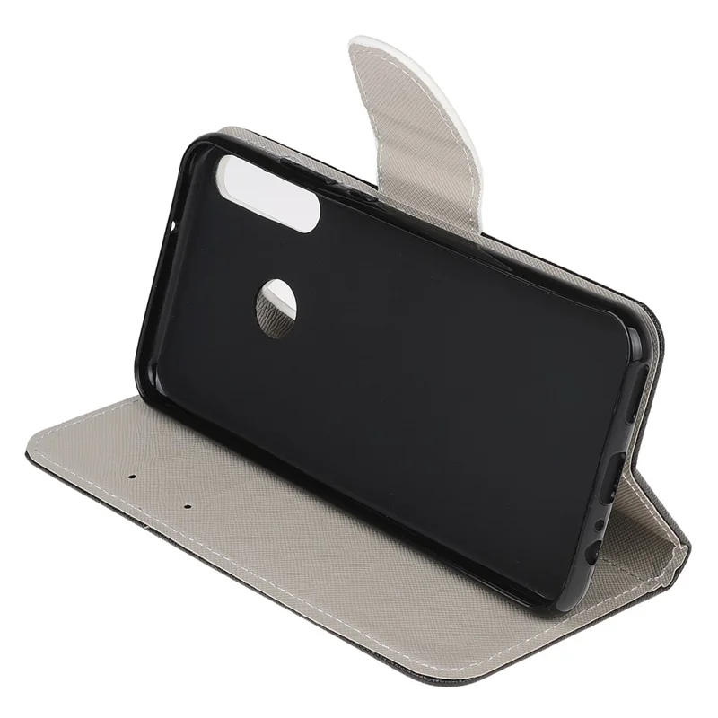 غطاء جلد بتصميم متقاطع بنمط فراشة جميلة لهواوي بي 40 لايت E/واي 7 بي/هونور 9 سي - حامل ومحفظة