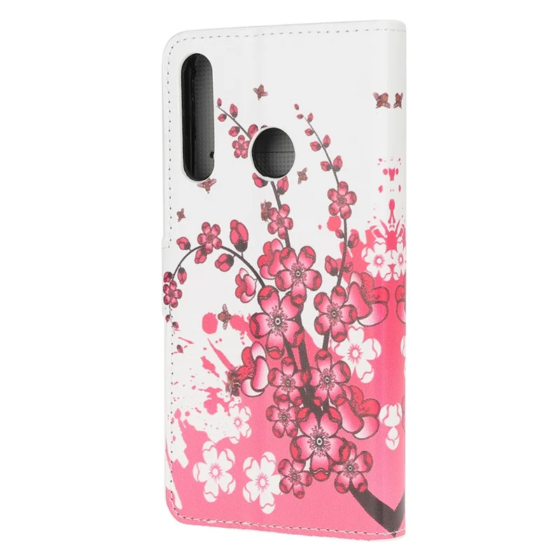 Protection Wallet Phone Case Printing PU Leather Cover for Huawei P40 lite E/Y7p/Honor 9C - Peach Flower