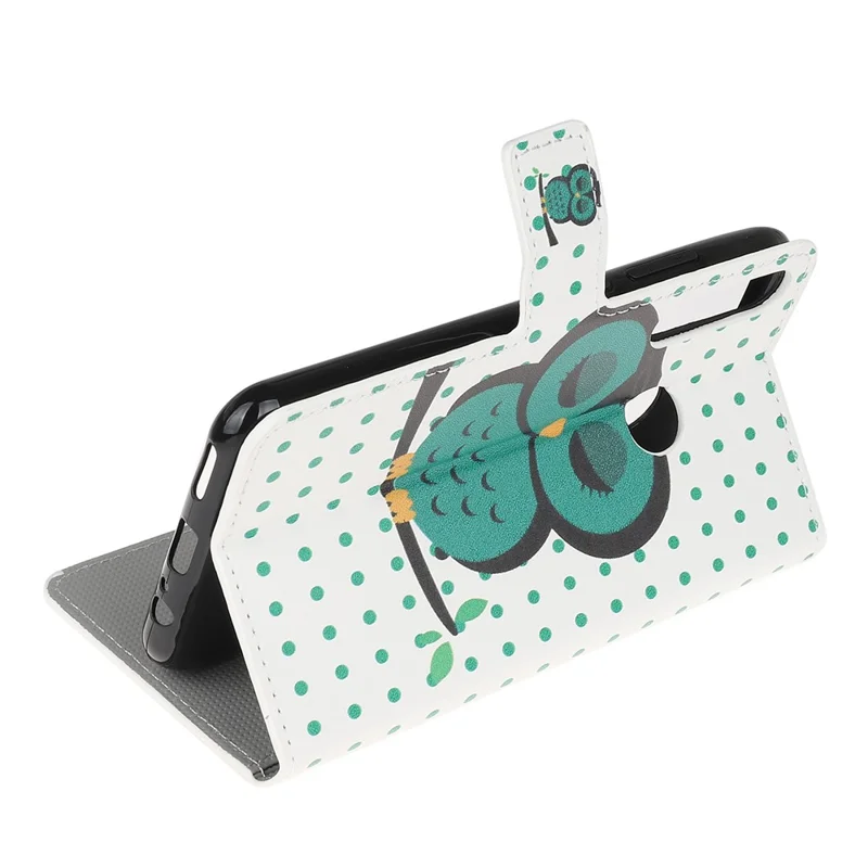 Protection Wallet Phone Case Printing PU Leather Cover for Huawei P40 lite E/Y7p/Honor 9C - Green Owl