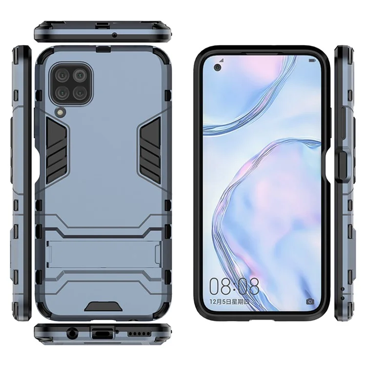 Case Híbrida de Plástico + Tpu Com Kickstand Para Huawei P40 Lite/nova 7i/nova 6 SE - Azul Escuro