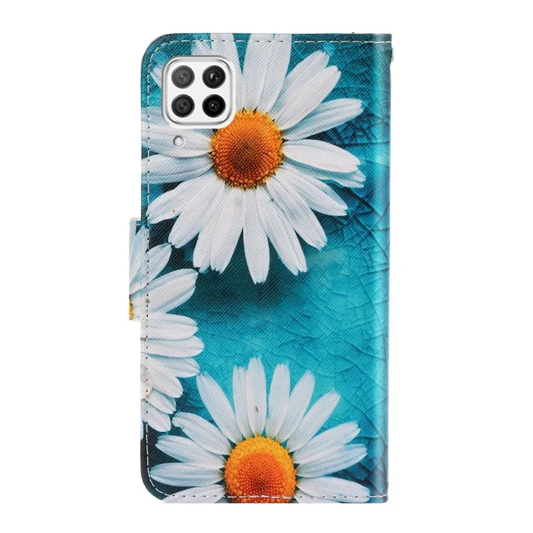 Padrão Printing Leather Stand Stand Caso Para Huawei P40 Lite/nova 7i/Nova 6 SE - Flores Brancas