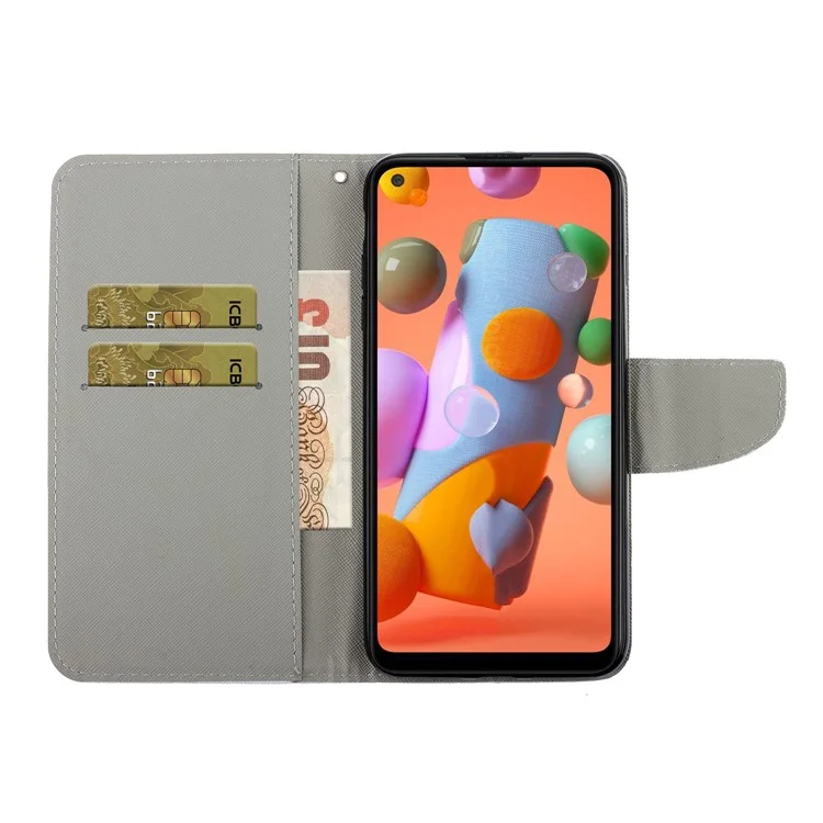 Padrão Printing Leather Stand Stand Caso Para Huawei P40 Lite/nova 7i/Nova 6 SE - Flores Brancas