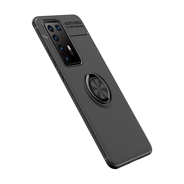 Custodia Per il Tabellone Del Kickstand Per Dito Per Huawei P40 Pro (foglio in Metallo Incorporato) - Tutto Nero