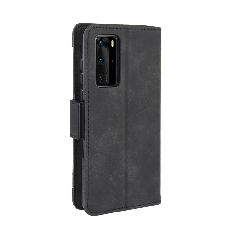 Multiple Card Slots Leather Wallet Stand Shell for Huawei P40 Pro - Black