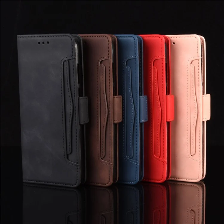 Multiple Card Slots Leather Wallet Stand Shell for Huawei P40 - Black